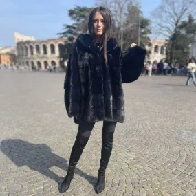 77 CM, MINK COAT OVERSIZE WITH HOOD