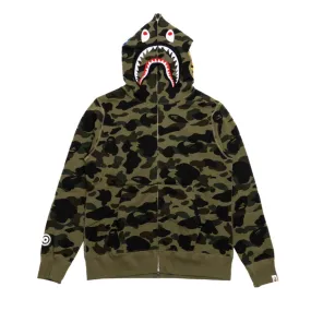 A BATHING APE 1ST CAMO SHARK FULL ZIP HOODIE - GREEN