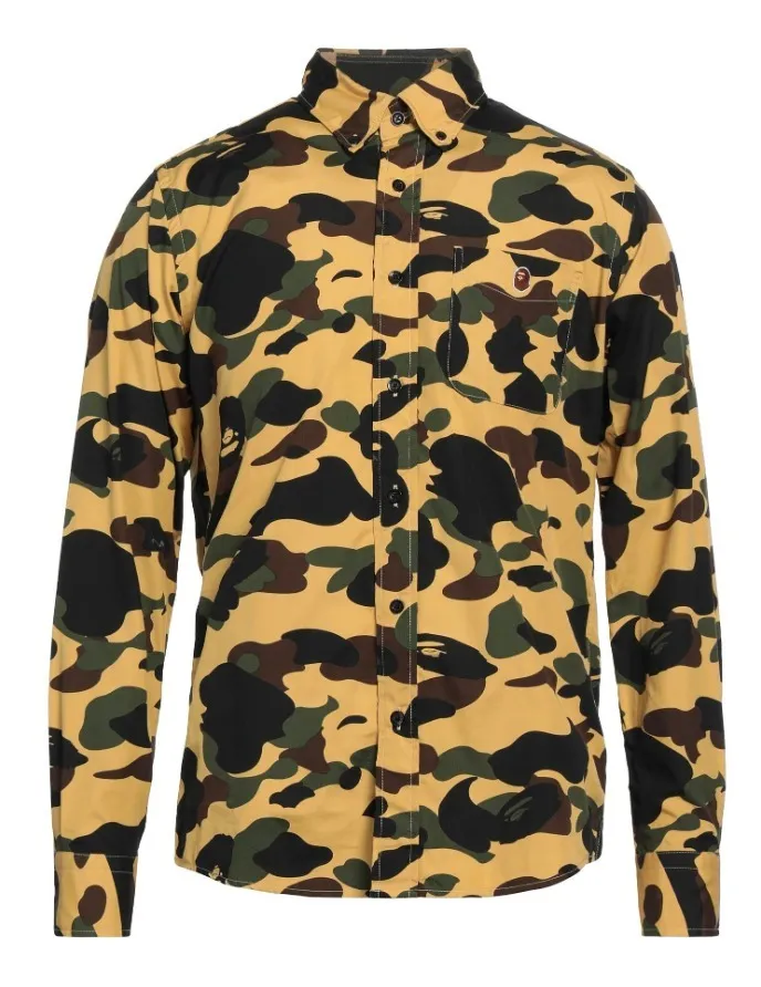 A BATHING APE  |Camouflage Long Sleeves Logo Shirts