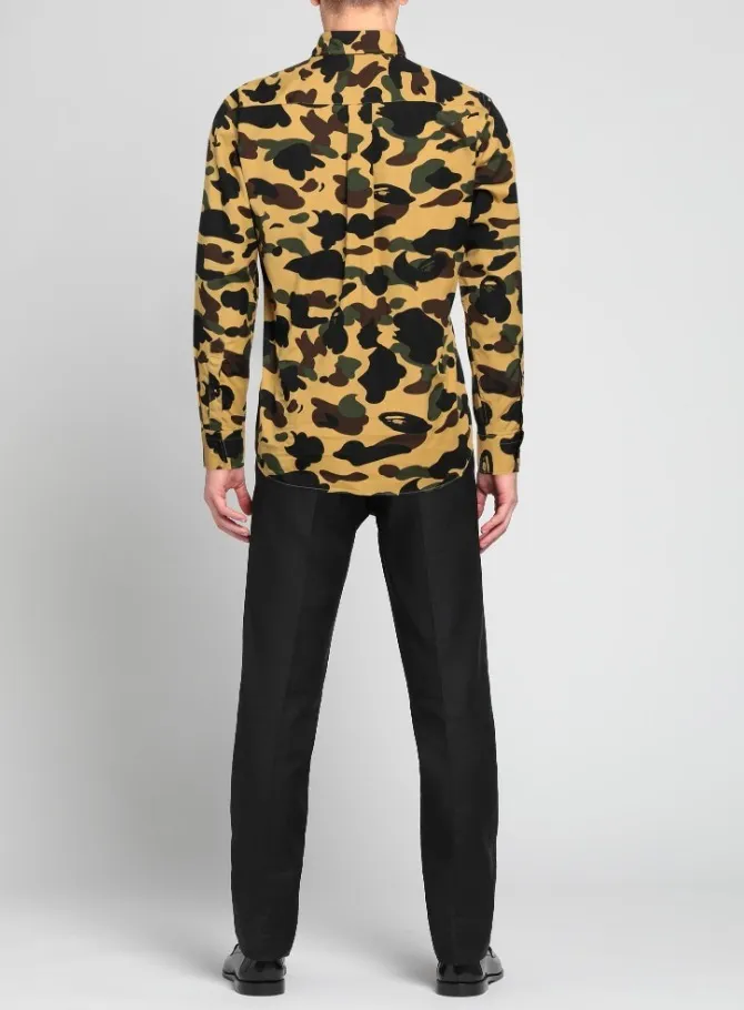 A BATHING APE  |Camouflage Long Sleeves Logo Shirts