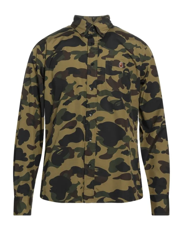 A BATHING APE  |Camouflage Long Sleeves Logo Shirts