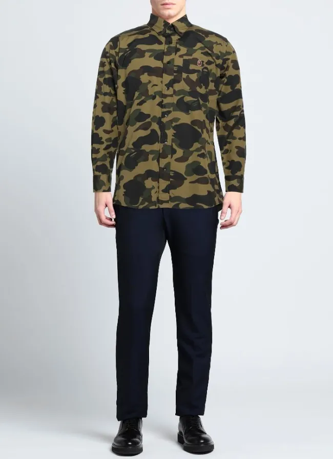 A BATHING APE  |Camouflage Long Sleeves Logo Shirts