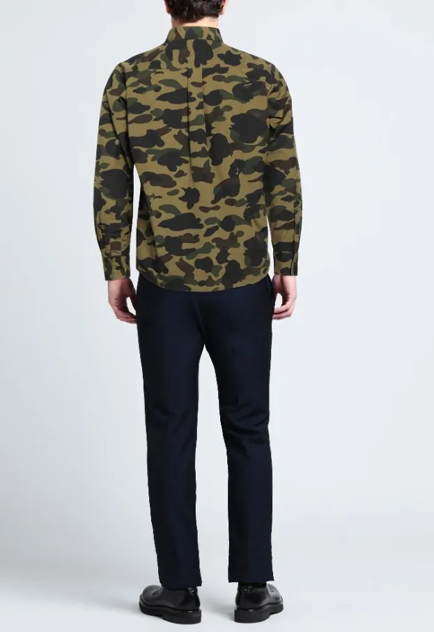 A BATHING APE  |Camouflage Long Sleeves Logo Shirts