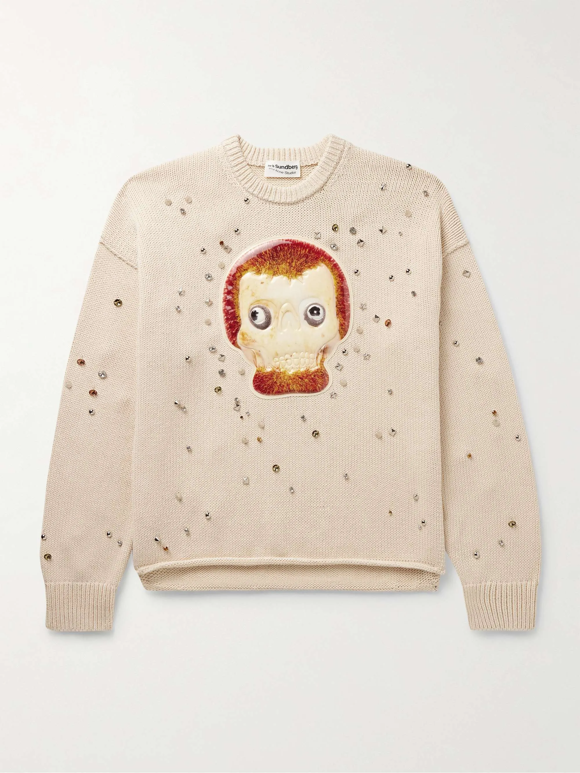 Acne Studios  |Crew Neck Studded Collaboration Long Sleeves Cotton