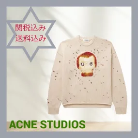 Acne Studios  |Crew Neck Studded Collaboration Long Sleeves Cotton