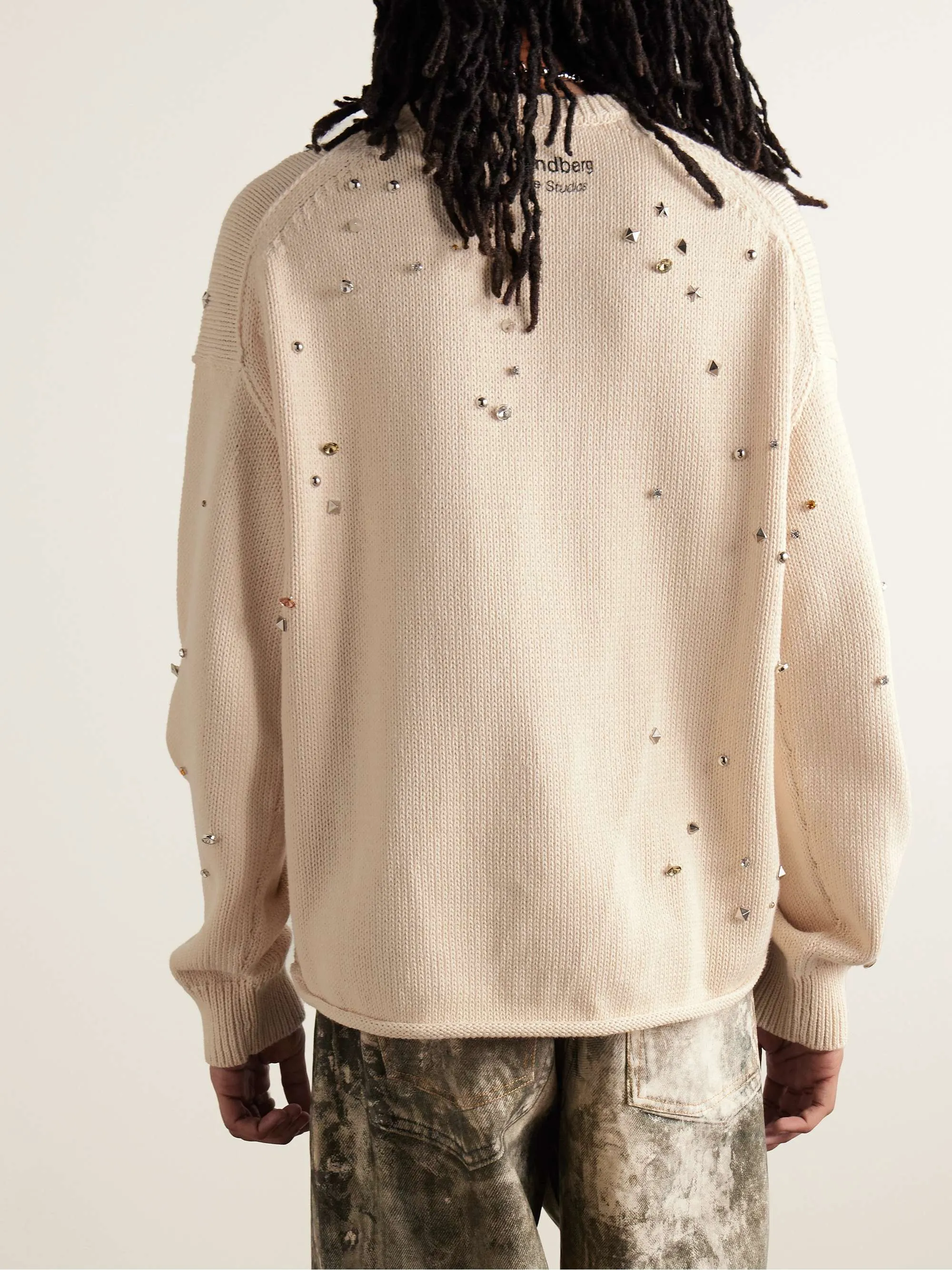 Acne Studios  |Crew Neck Studded Collaboration Long Sleeves Cotton