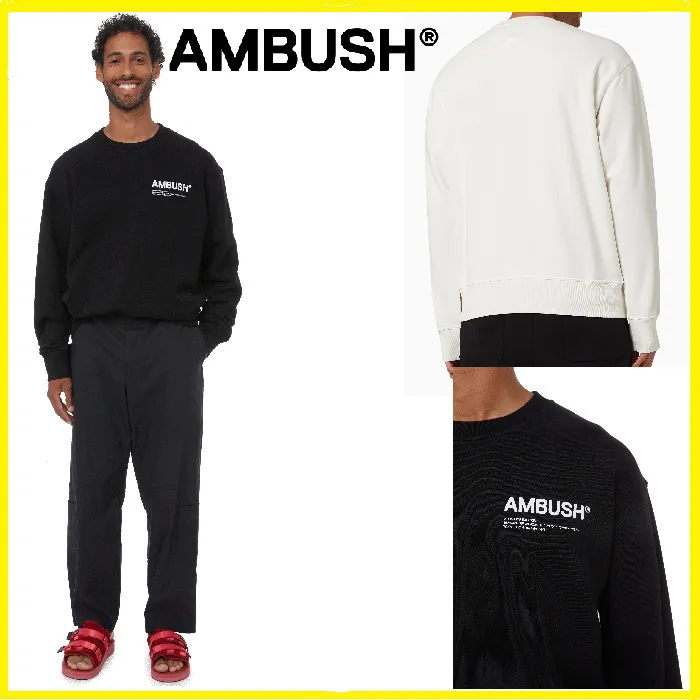 AMBUSH  |Crew Neck Long Sleeves Plain Cotton Logo Sweatshirts