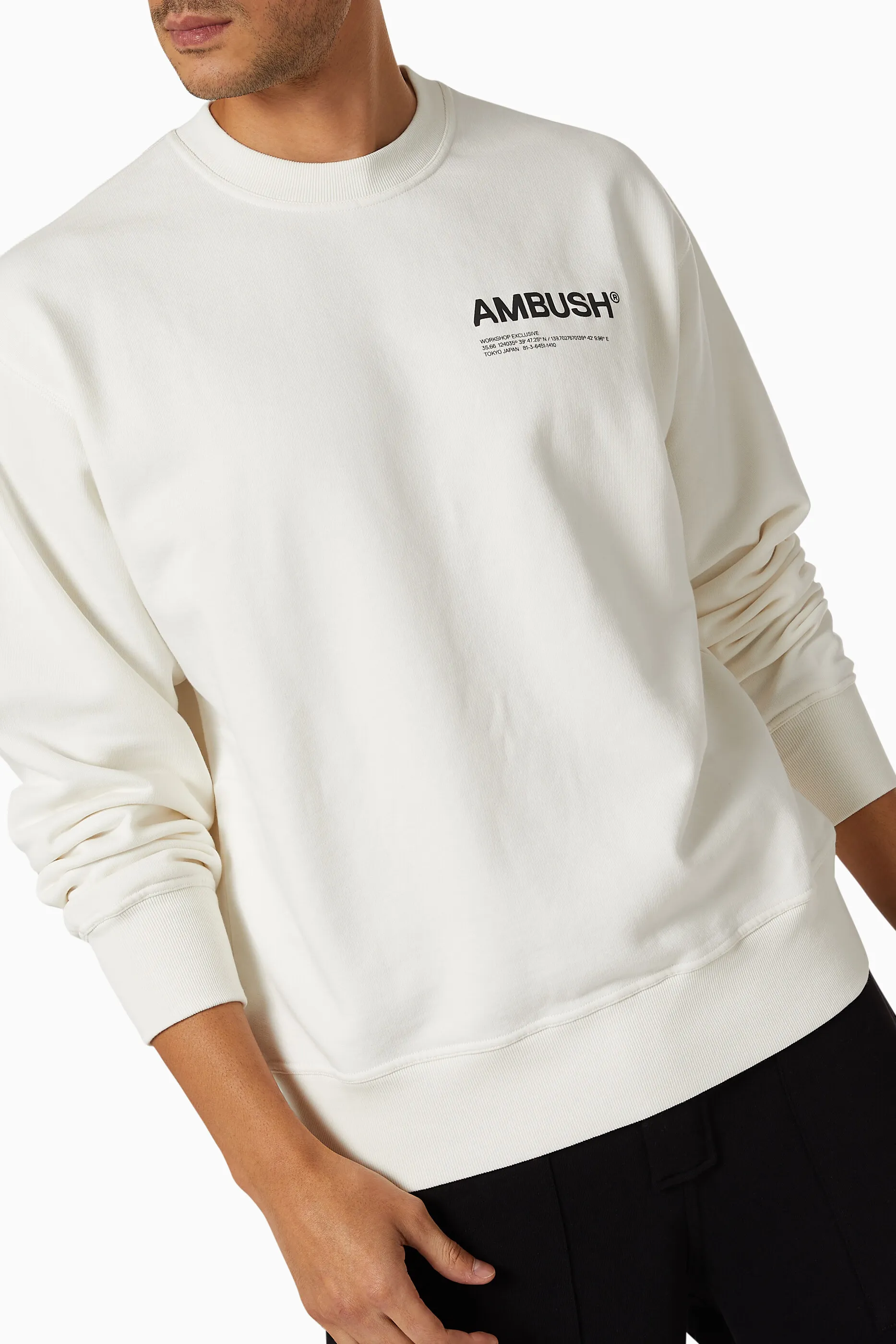 AMBUSH  |Crew Neck Long Sleeves Plain Cotton Logo Sweatshirts