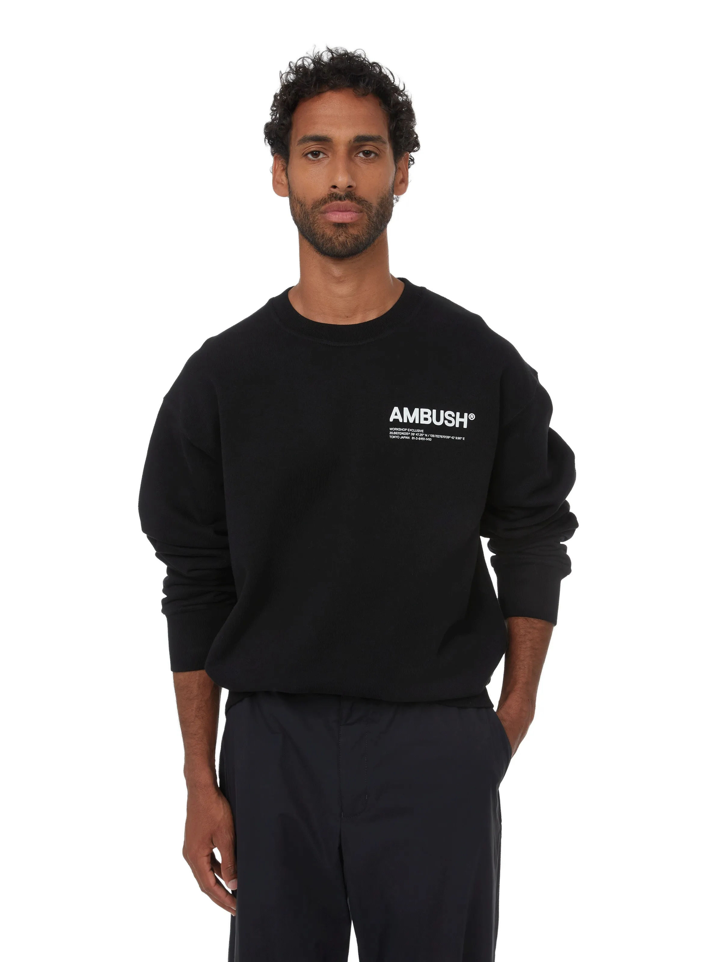 AMBUSH  |Crew Neck Long Sleeves Plain Cotton Logo Sweatshirts