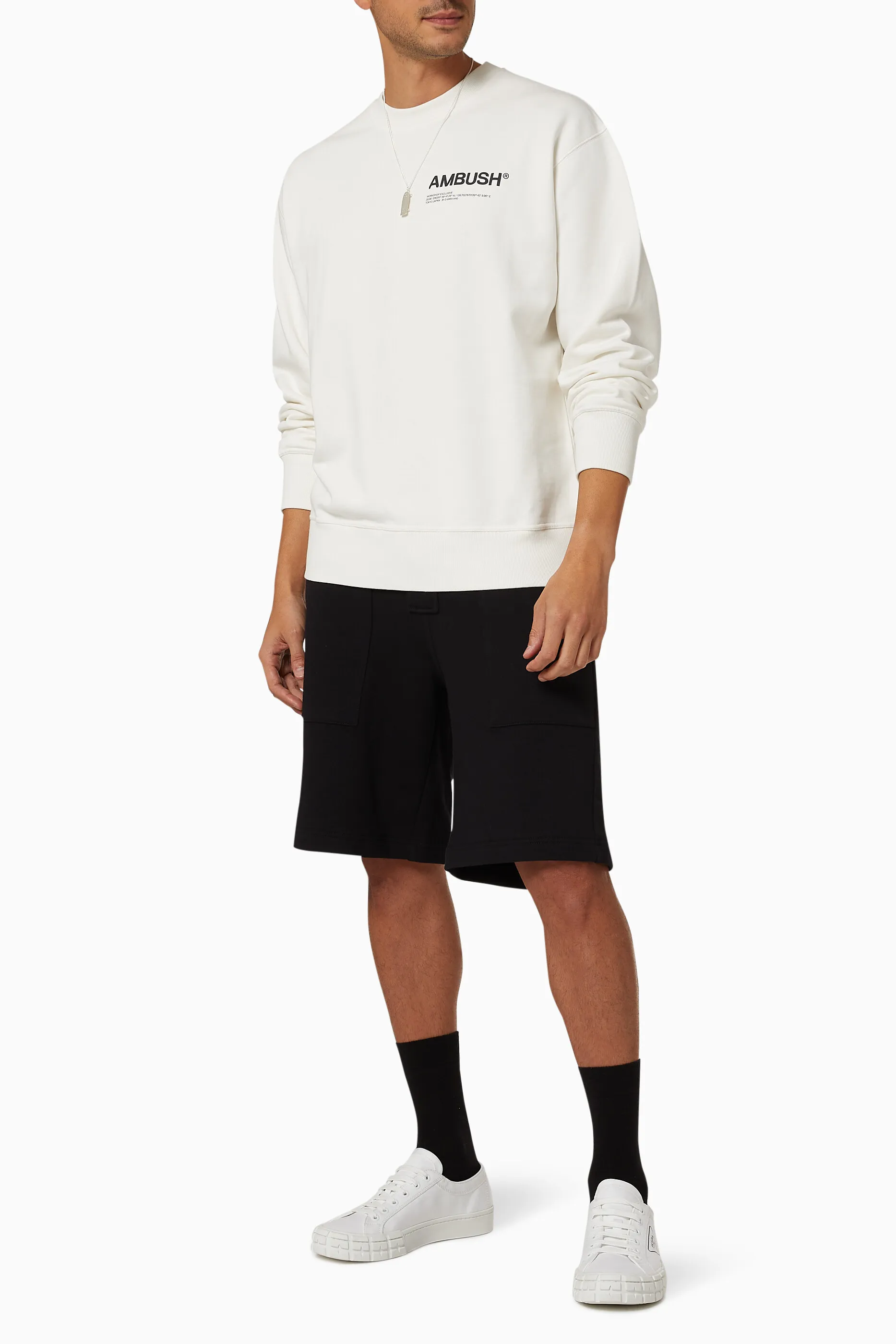 AMBUSH  |Crew Neck Long Sleeves Plain Cotton Logo Sweatshirts