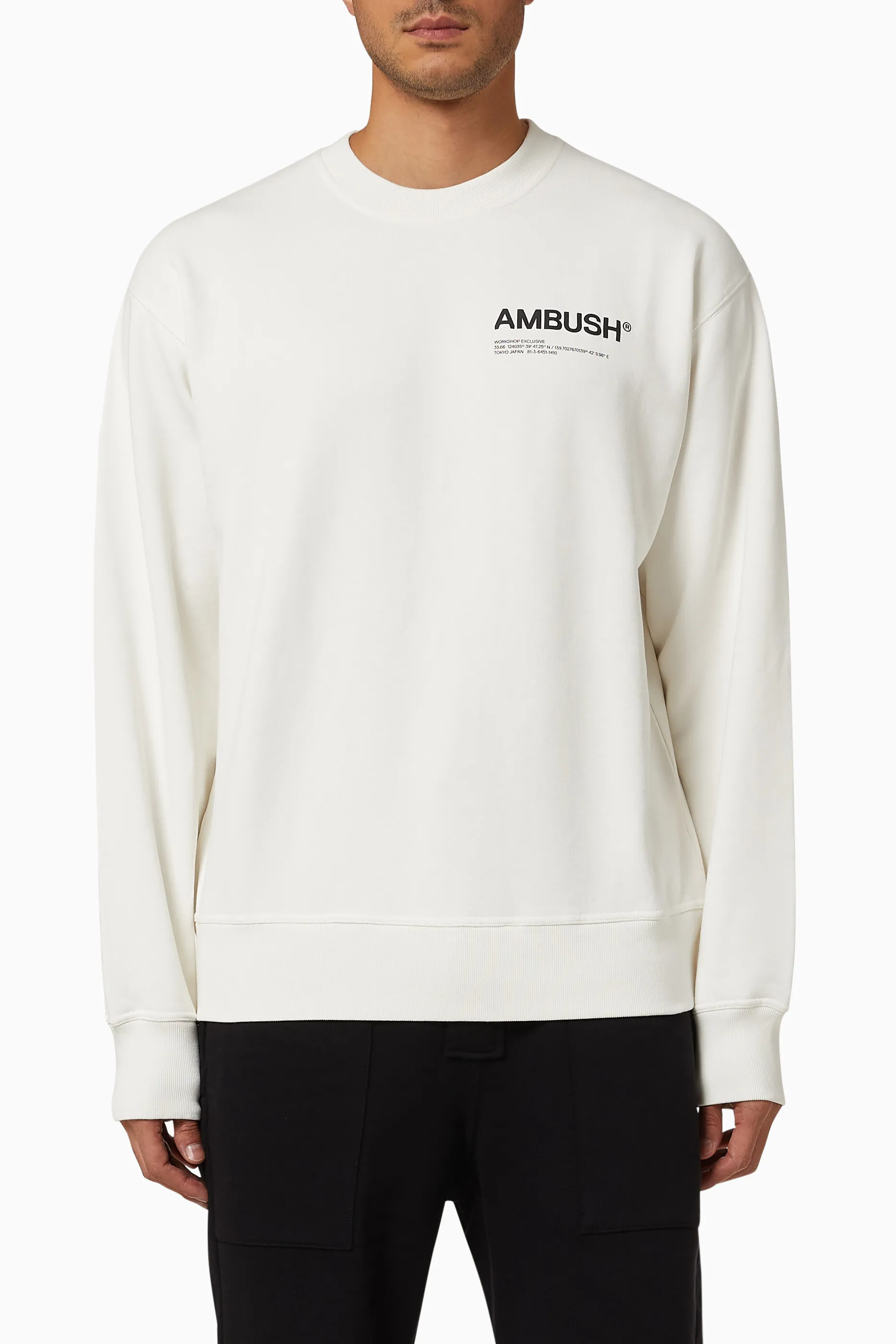 AMBUSH  |Crew Neck Long Sleeves Plain Cotton Logo Sweatshirts