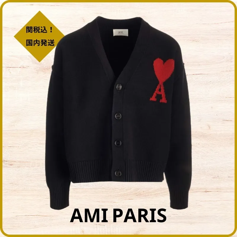 AMI PARIS  |Wool Long Sleeves Logo V-neck & Crew neck