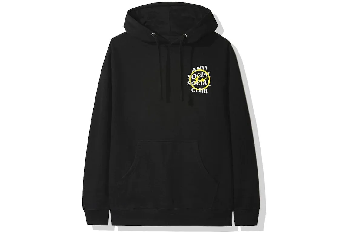 ANTI SOCIAL SOCIAL CLUB X FRAGMENT YELLOW BOLT HOODIE BLACK