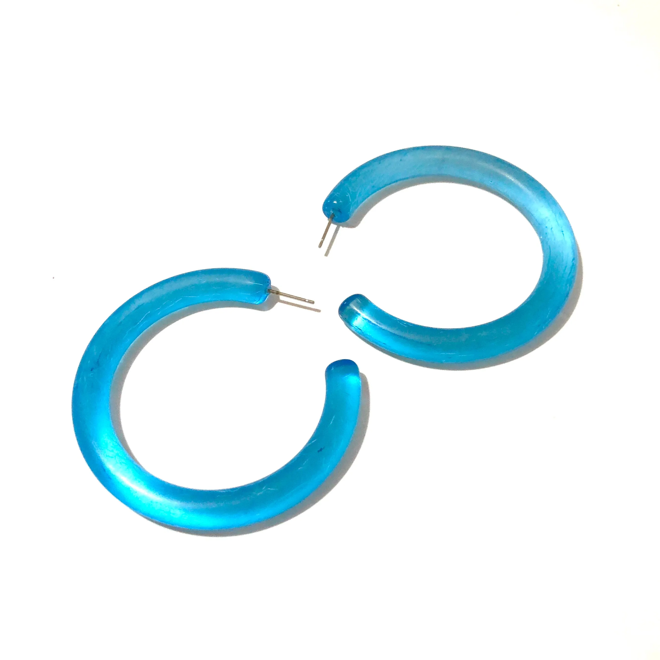 Aqua Blue Maximus Semi Matte Maximus Hoop Earrings