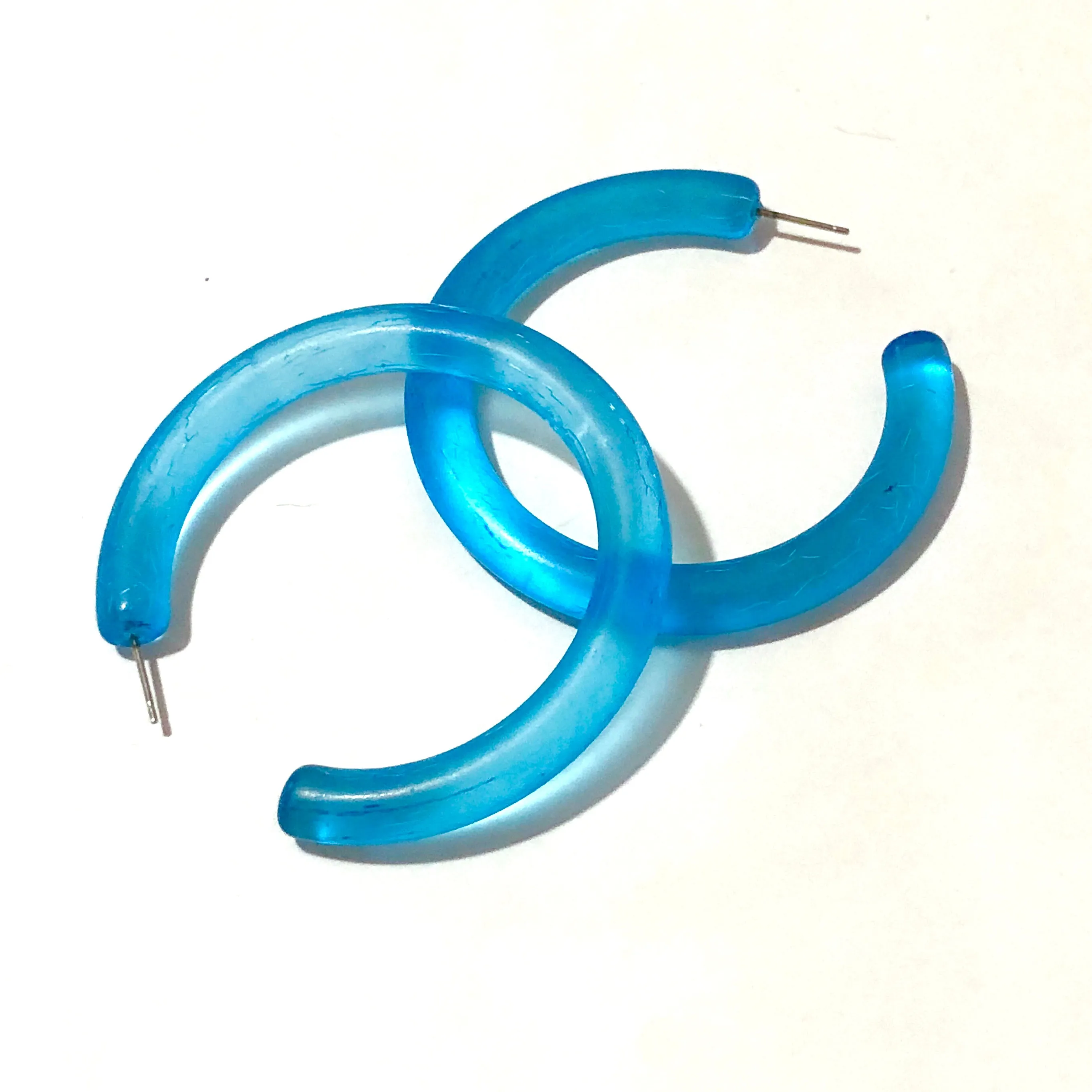 Aqua Blue Maximus Semi Matte Maximus Hoop Earrings