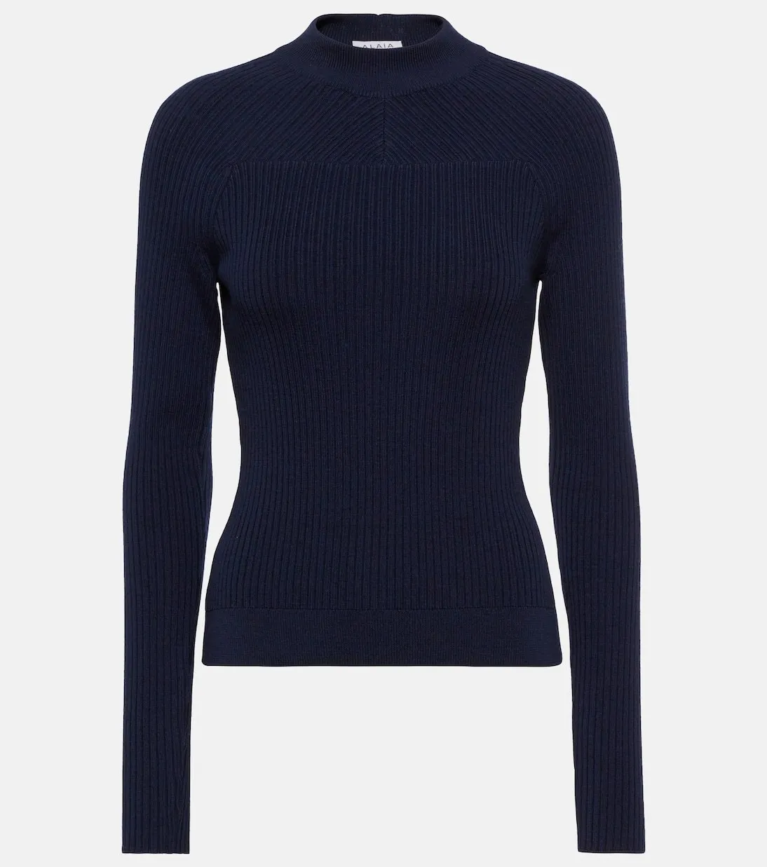 Azzedine Alaia  |Wool Rib Long Sleeves Plain High-Neck V-neck & Crew neck