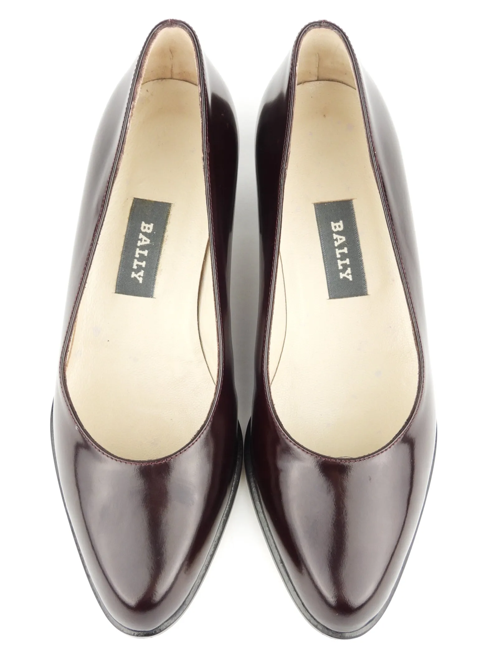 Bally Dark Brown Shiny Leather Block Heel Court Shoes - 36