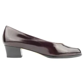 Bally Dark Brown Shiny Leather Block Heel Court Shoes - 36