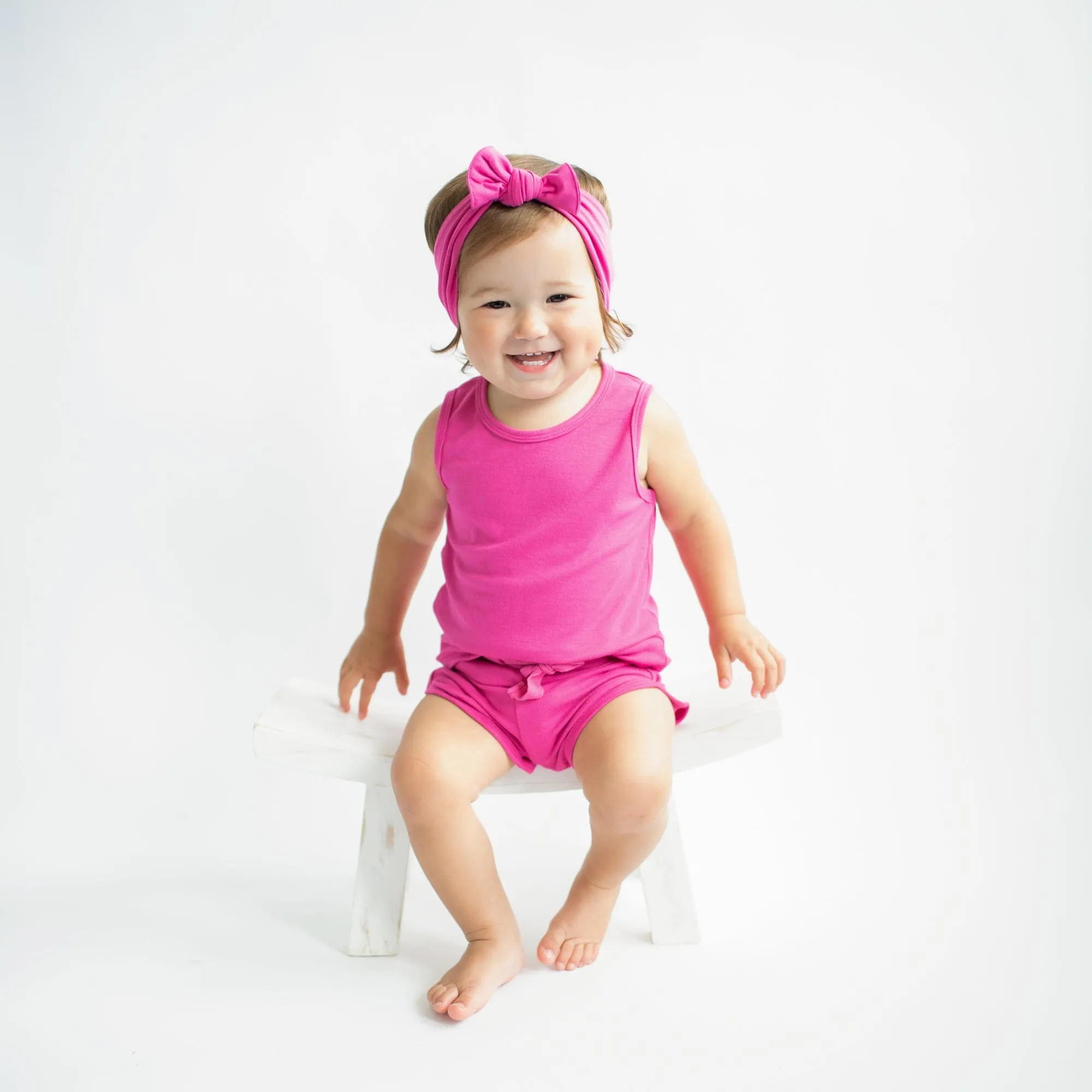 Bamboo Jersey Tank Jogger Set in Raspberry