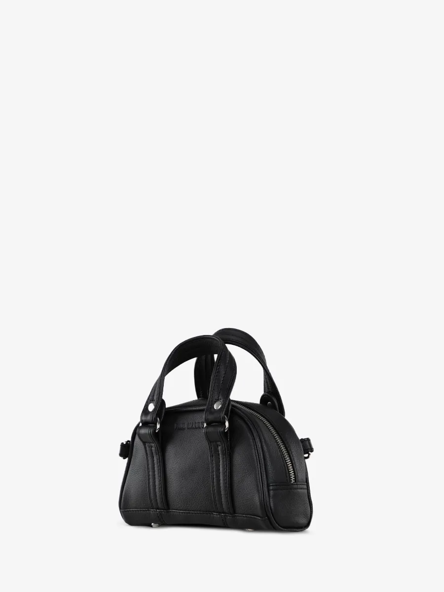 Black Metallic Handbag Leather for Women - LeMini Bowling Black | PAUL MARIUS