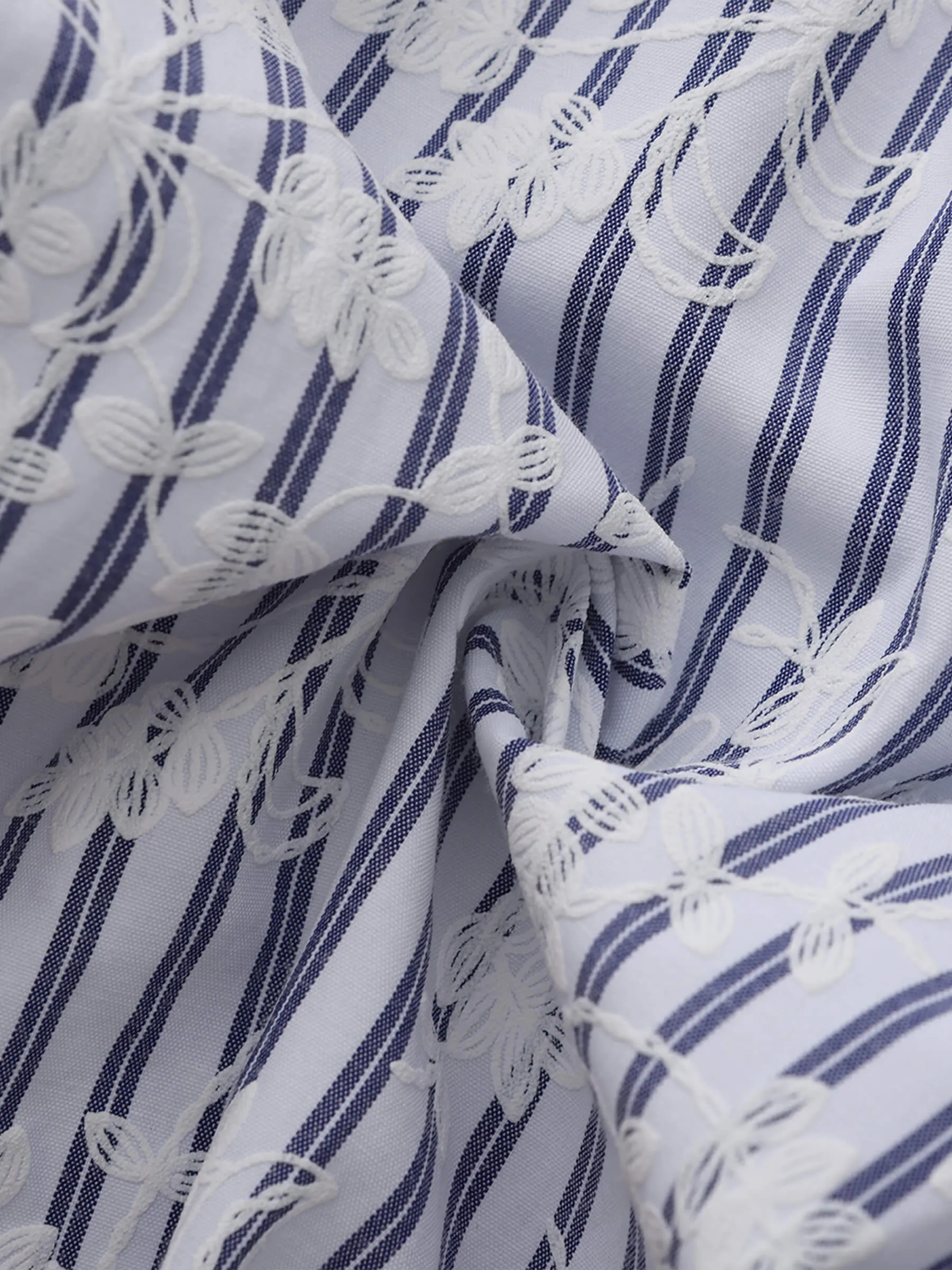 Blue and White Striped Long Sleeves Shirt