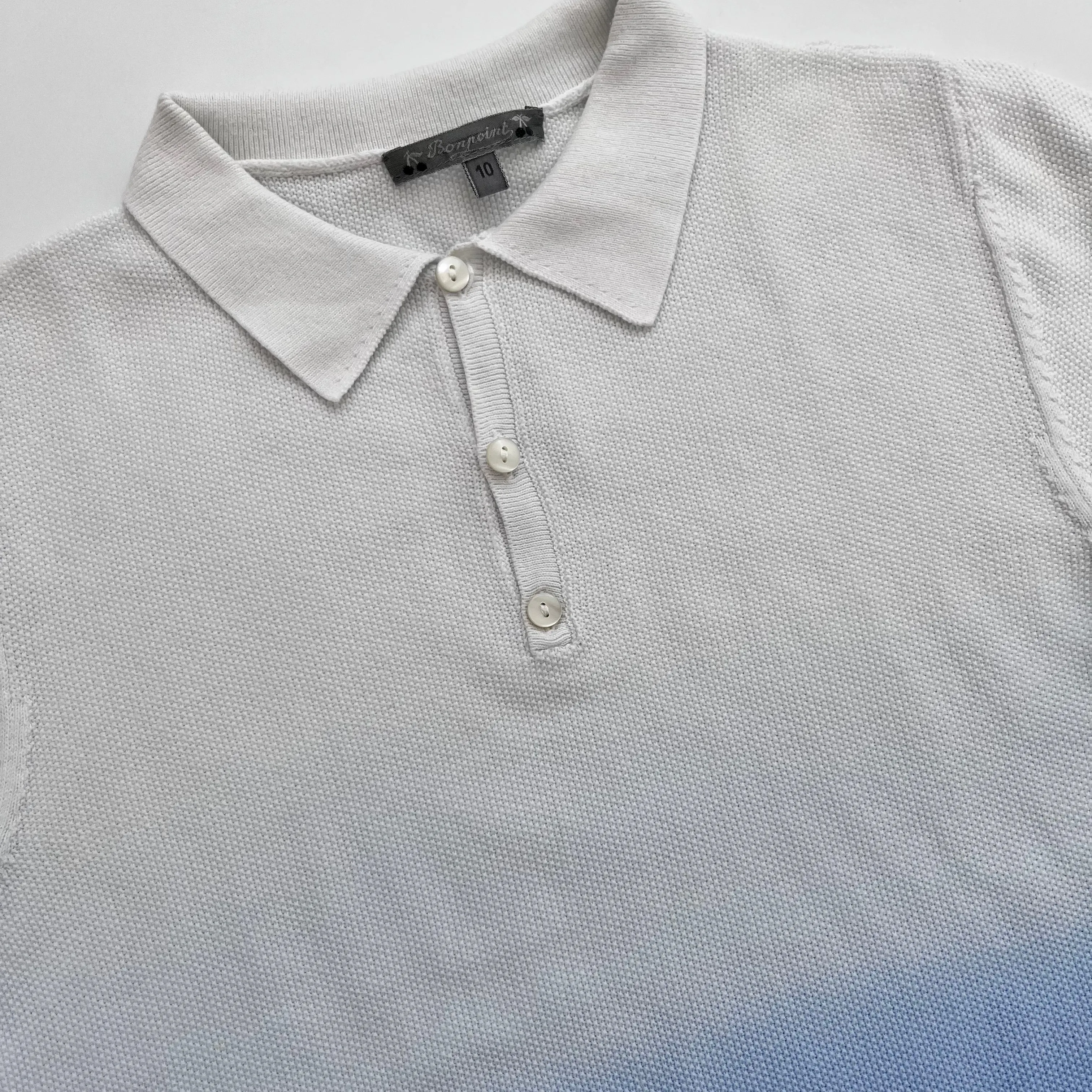 Bonpoint White Ombre Polo Shirt: 10 Years