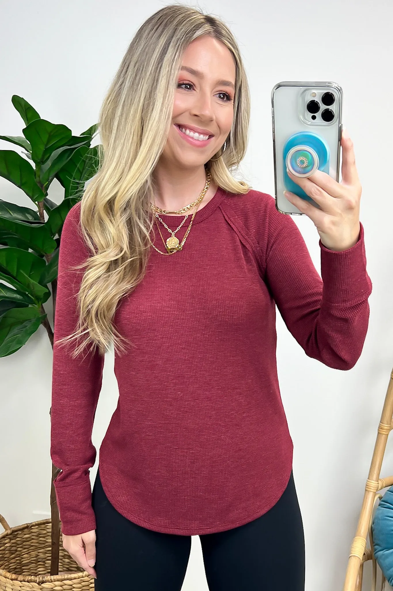 Briallyn Waffle Knit Raglan Top - FINAL SALE