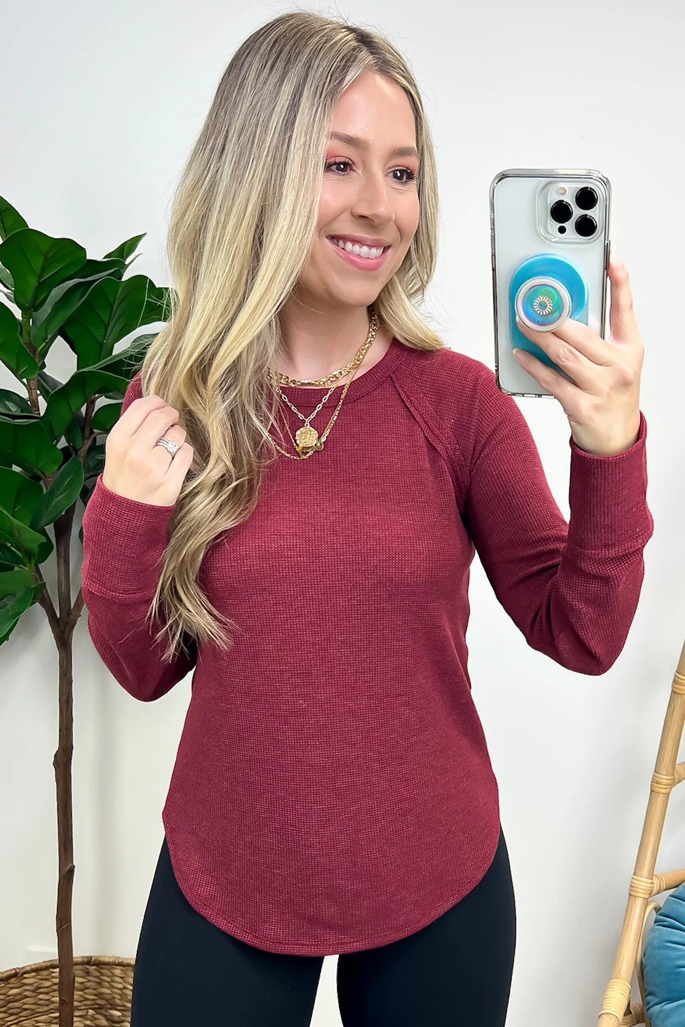 Briallyn Waffle Knit Raglan Top - FINAL SALE