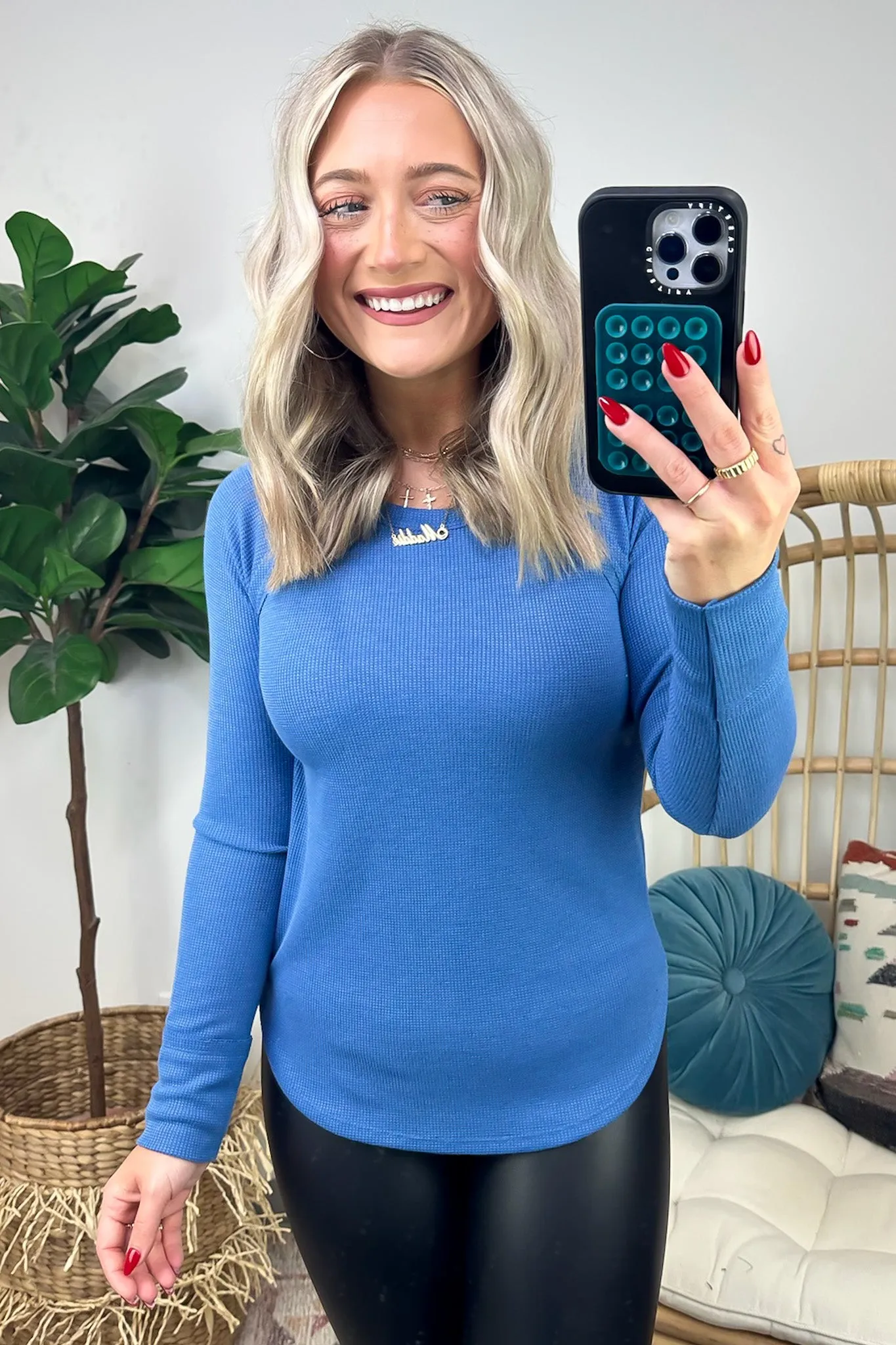 Briallyn Waffle Knit Raglan Top - FINAL SALE