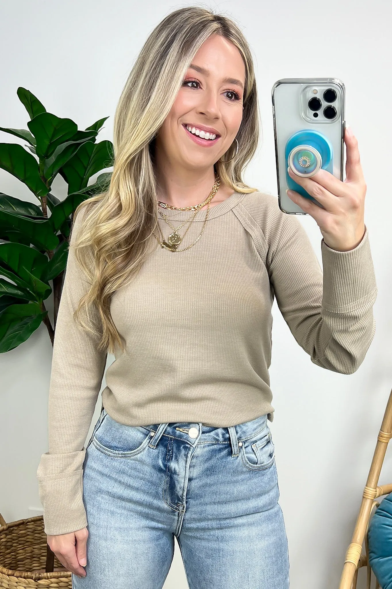 Briallyn Waffle Knit Raglan Top - FINAL SALE