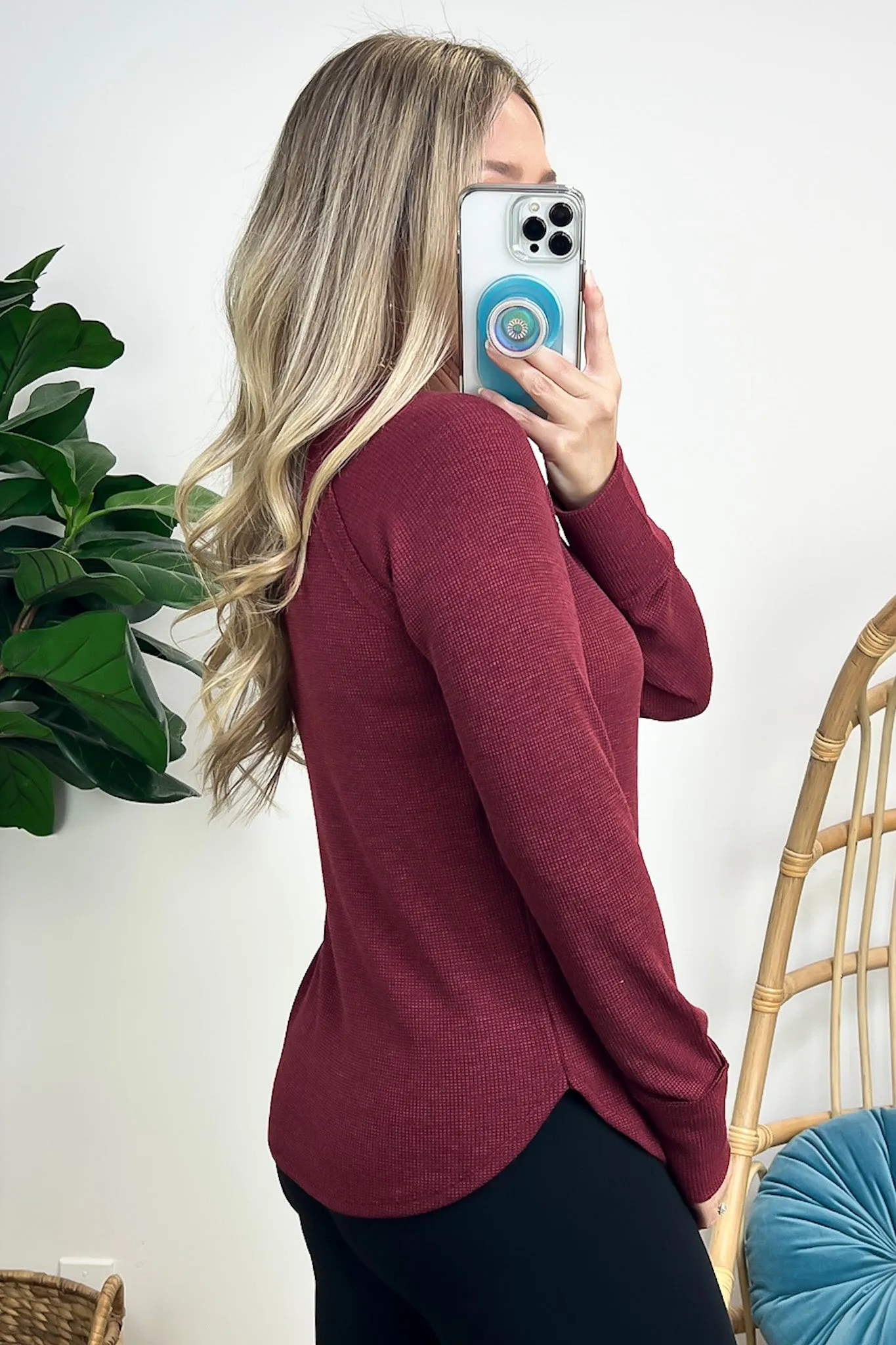 Briallyn Waffle Knit Raglan Top - FINAL SALE