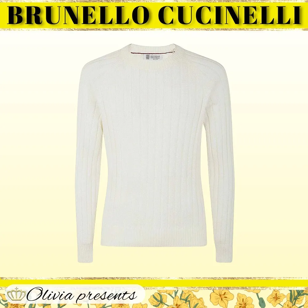 BRUNELLO CUCINELLI  |Crew Neck Long Sleeves Plain Cotton Sweaters