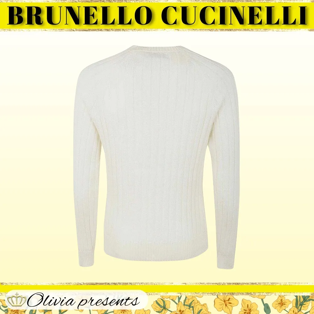 BRUNELLO CUCINELLI  |Crew Neck Long Sleeves Plain Cotton Sweaters