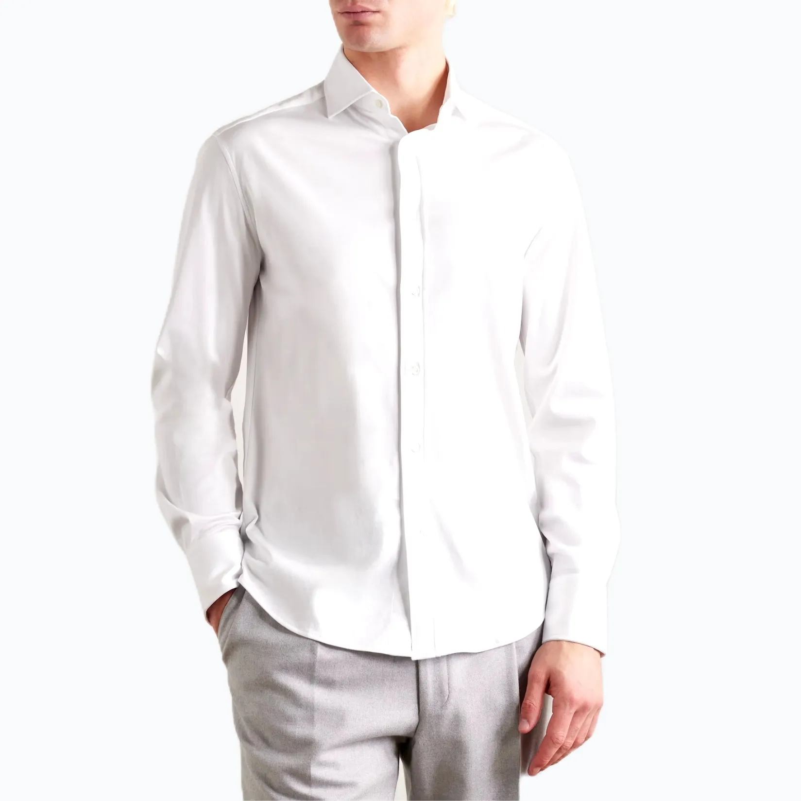 BRUNELLO CUCINELLI  |Long Sleeves Cotton Bridal Front Button Shirts