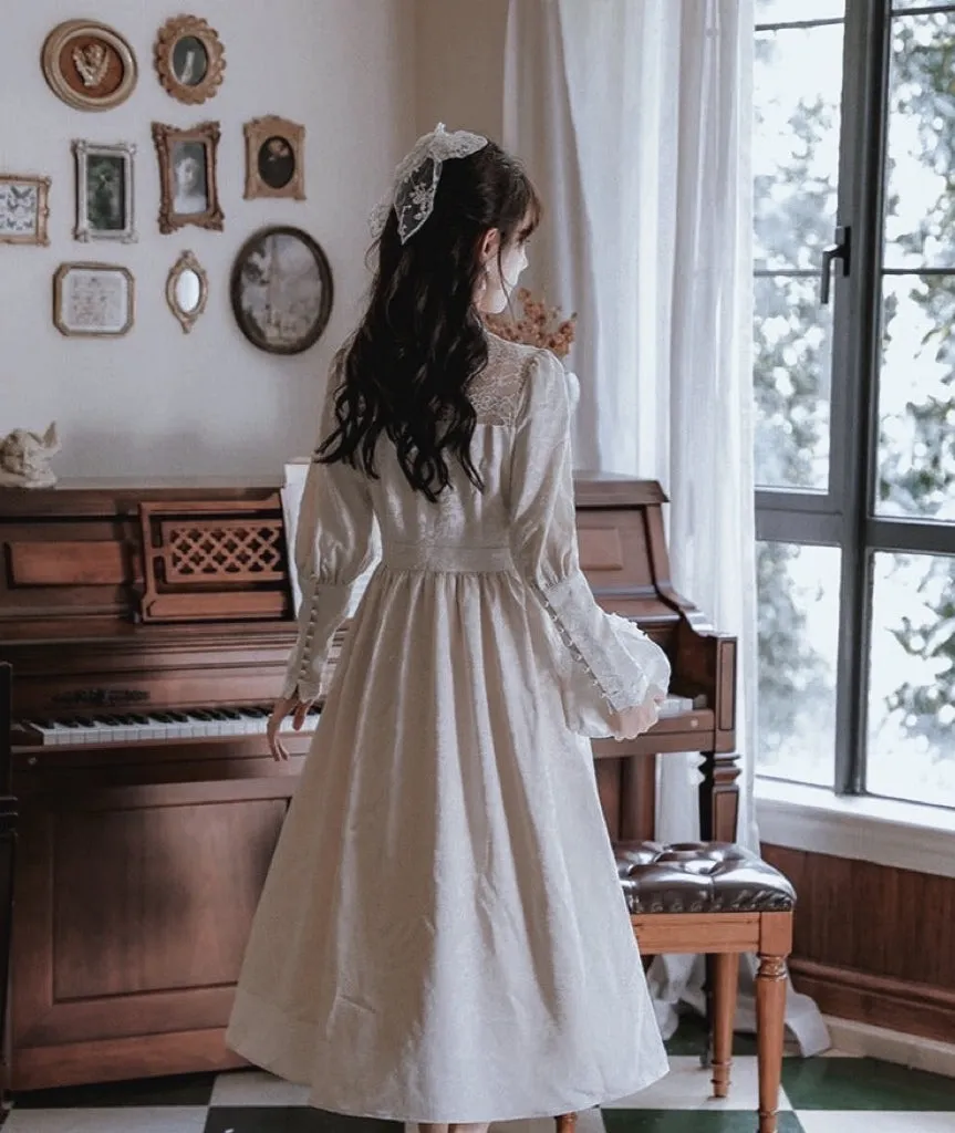 Callina Pearl Accented Victorian Style Wedding Dress