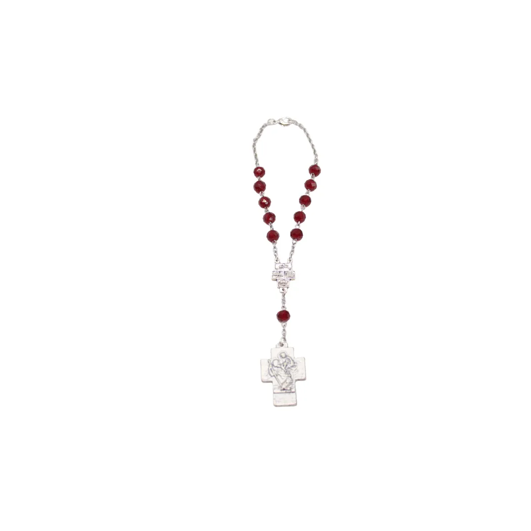 Car Rosary Korean Crystal (Light Blue/Maroon/Red/White/Black/Blue)