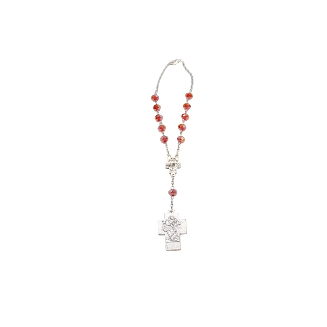 Car Rosary Korean Crystal (Light Blue/Maroon/Red/White/Black/Blue)