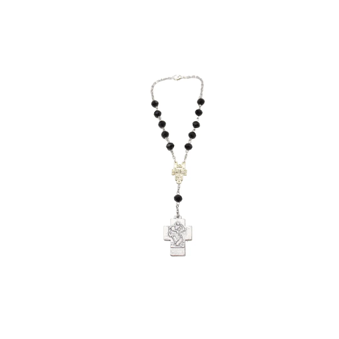 Car Rosary Korean Crystal (Light Blue/Maroon/Red/White/Black/Blue)