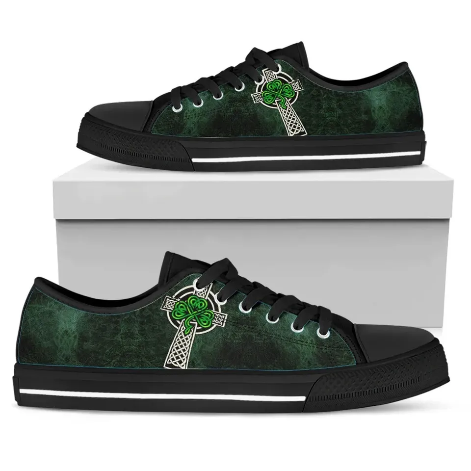 Celtic Cross & Shamrock Skew Style Irish St Patrick’s Day Converse Sneakers Low Top Shoes