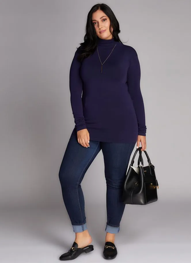 C'est Moi Plus Bamboo Turtleneck Top in Navy