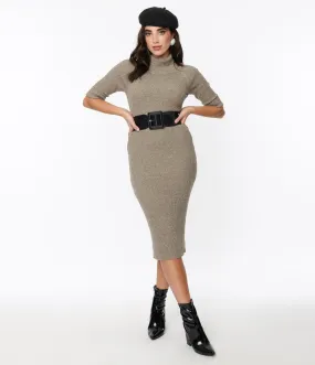 Collectif Taupe Marl Knit Midi Bodycon Dress