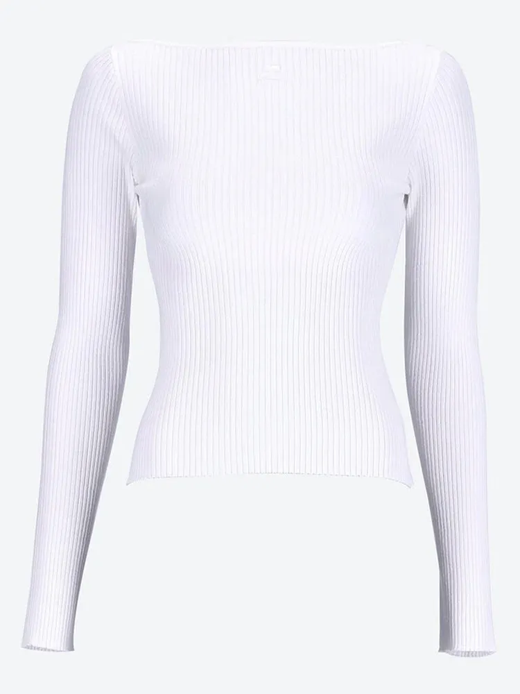 Courreges  |Long Sleeves Plain Logo V-neck & Crew neck