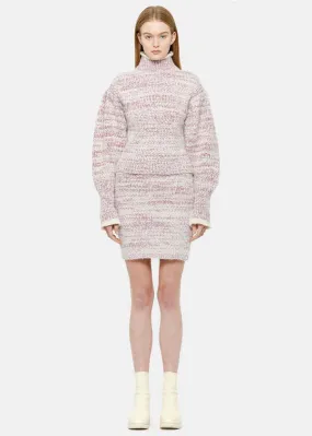 Cropped Turtleneck Sweater - Pink Melange