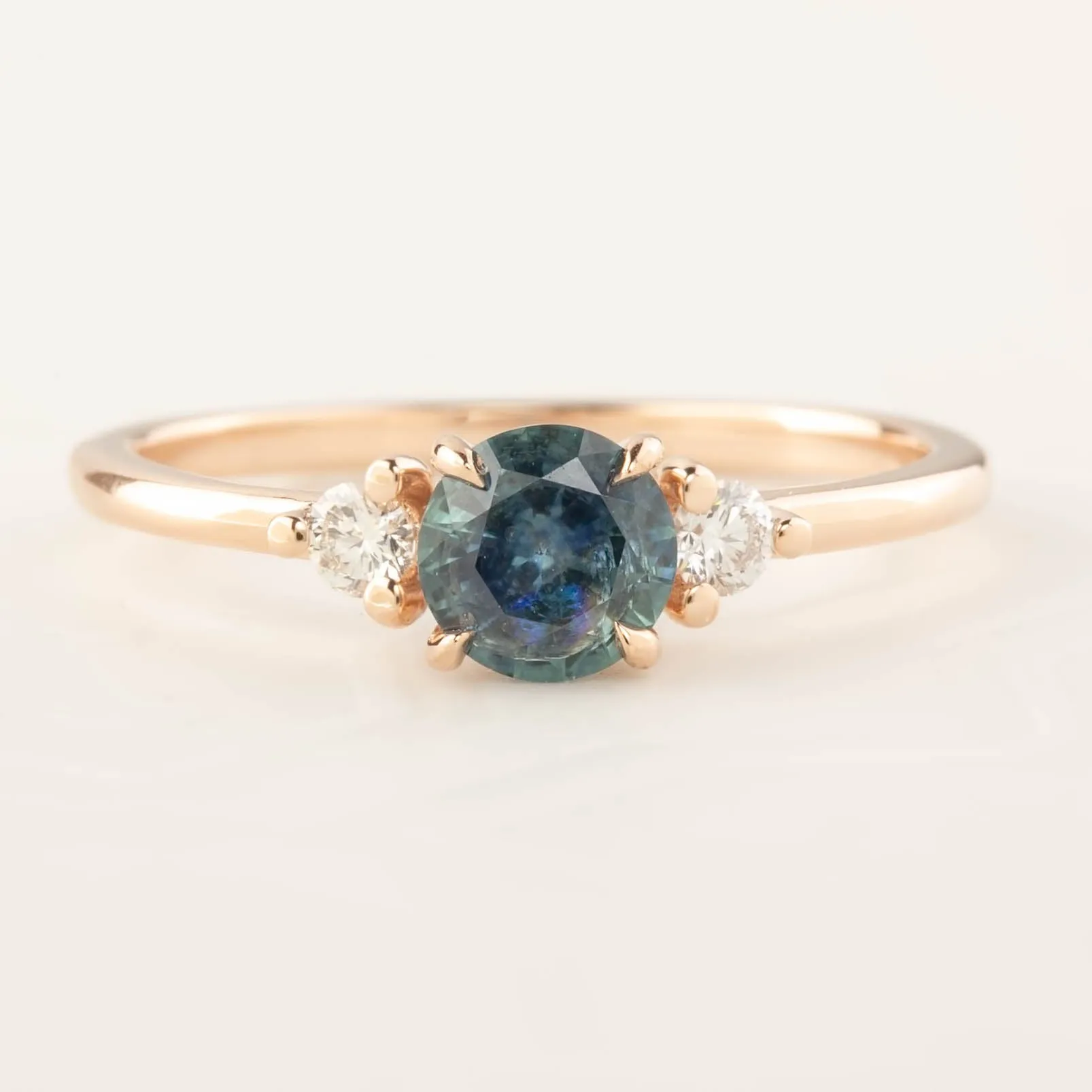 Emilie Ring - 0.66ct Blue-Green Montana Sapphire, 14k Rose Gold (One of a kind)