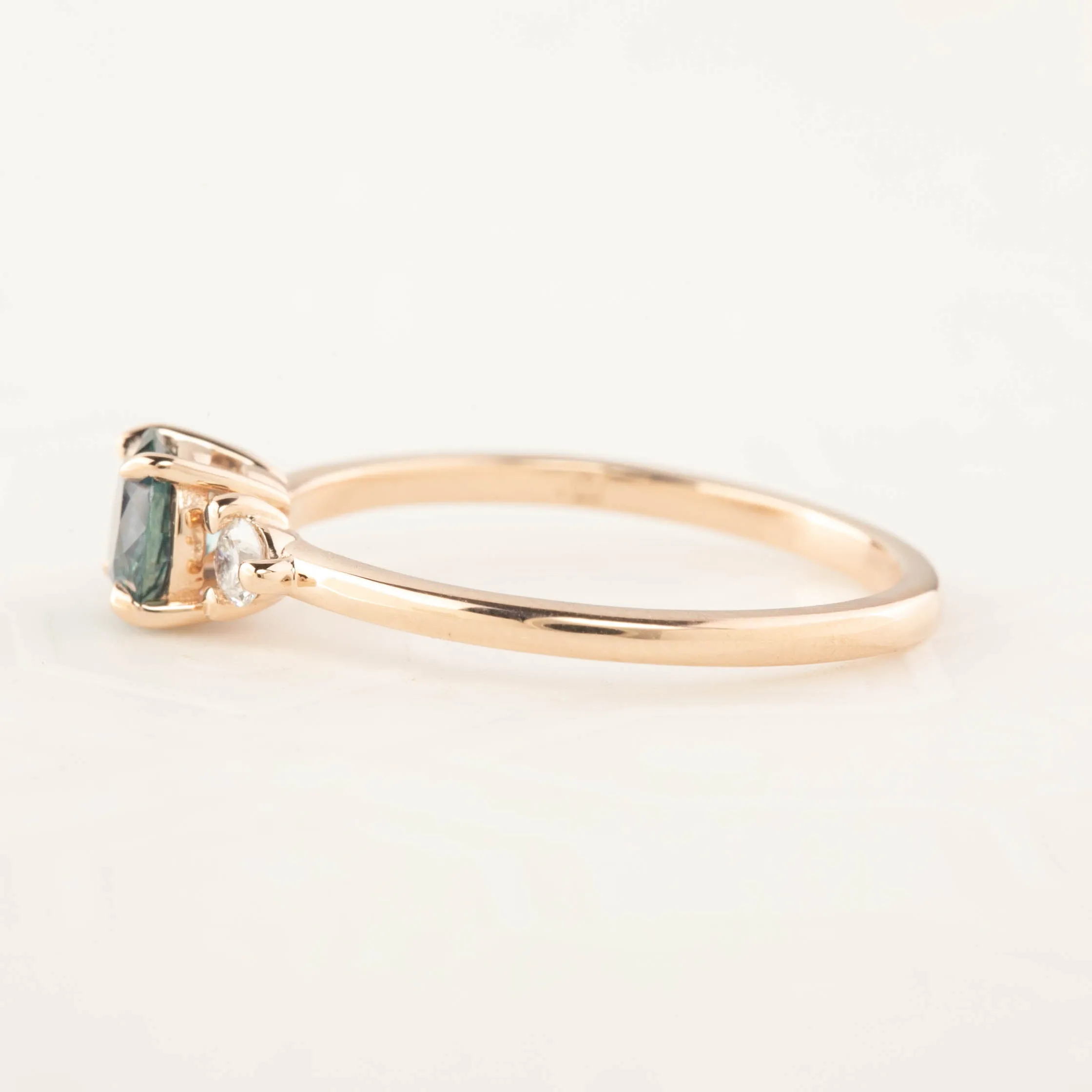 Emilie Ring - 0.66ct Blue-Green Montana Sapphire, 14k Rose Gold (One of a kind)