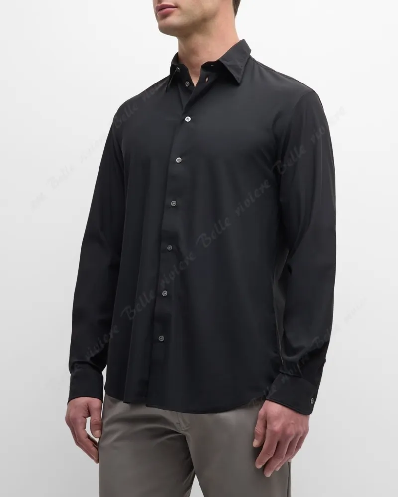 EMPORIO ARMANI  |Nylon Long Sleeves Plain Shirts