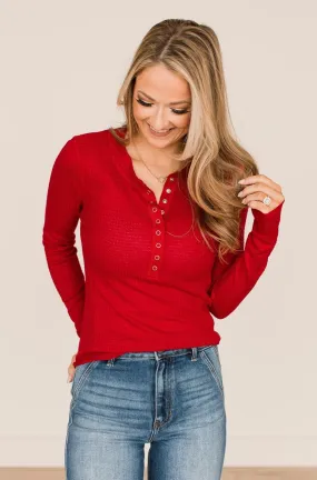 Endless Compliments Waffle Knit Top- Ruby Red