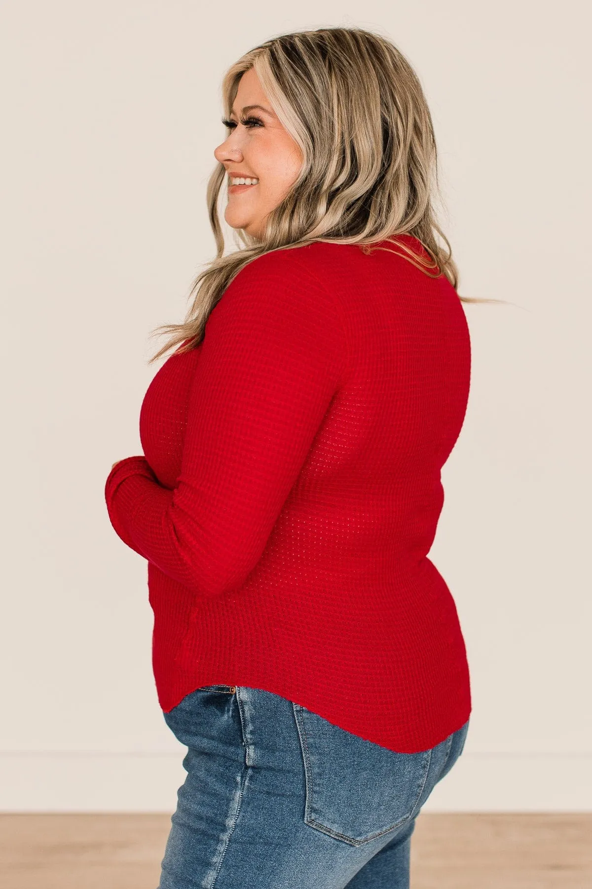 Endless Compliments Waffle Knit Top- Ruby Red