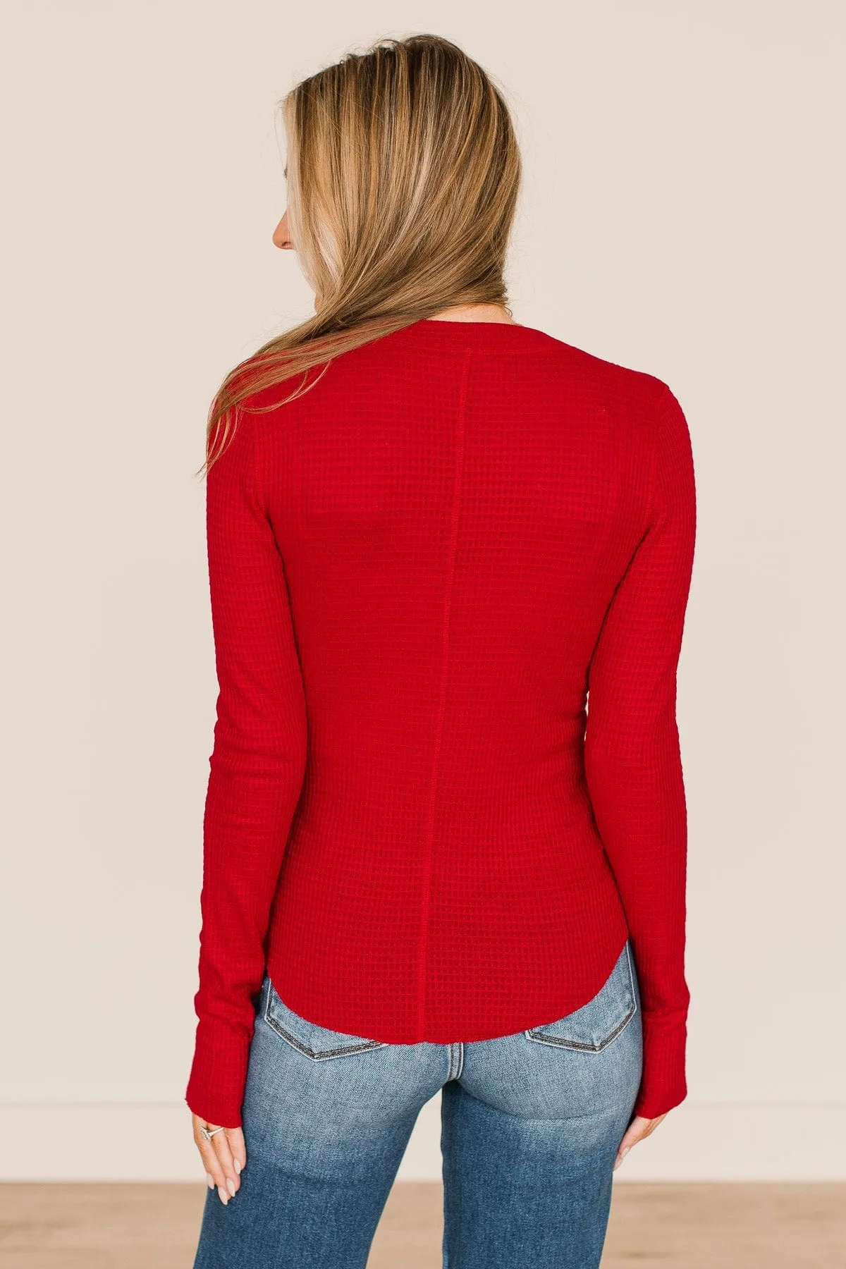 Endless Compliments Waffle Knit Top- Ruby Red