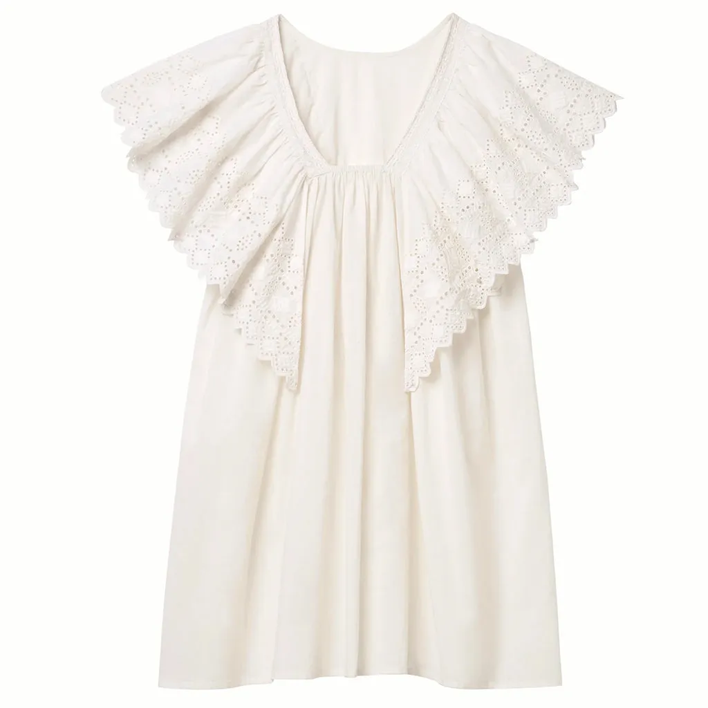 Faune Child Hibiscus Dress Vintage White